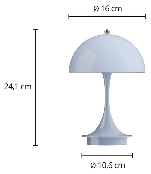Louis Poulsen Panthella PORTABLE 160 V3, opál világoskék, dimmelhető, Kék, Nappali / Étkező, Műanyag, Dizájn