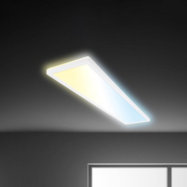 Briloner LED panel Tava CCT, fehér, 98 x 20 cm, háttérvilágítás, műanyag, dimmelhető, Fehér / opál, Dolgozószoba / Iroda, Műanyag