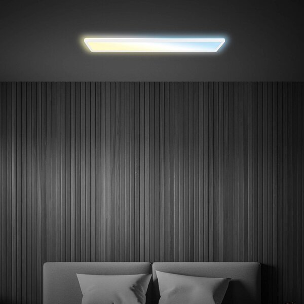 Briloner LED panel Tava CCT, fehér, 98 x 20 cm, háttérvilágítás, műanyag, dimmelhető, Fehér / opál, Dolgozószoba / Iroda, Műanyag