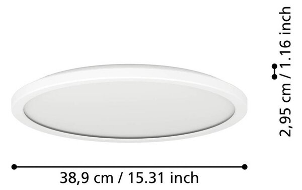 EGLO connect LED-es mennyezeti lámpa Rovito-Z, fehér, Ø 39 cm, dimmelhető, Fehér / opál, Nappali / Étkező, Műanyag