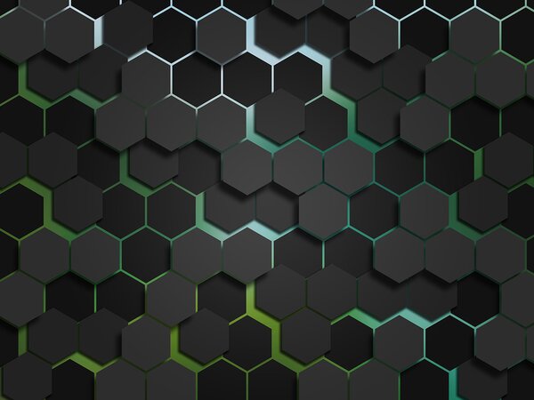 Fotótapéta Fekete hatszögek zöld szélekkel, 3D fotótapéta, Népszerű fotótapéta, u79935v1 - Tapeko.hu