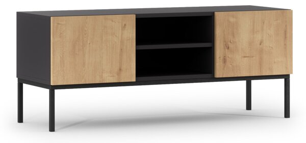 LANZA TV asztal, 120x50x40, fekete/artisan tölgy
