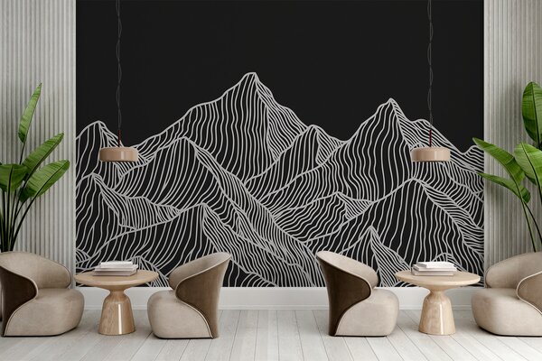 Fotótapéta Egy fekete-fehér hegyvonulat, Designer fali fotótapéta, Népszerű fotótapéta, w01214v1 - Tapeko.hu