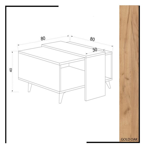 Dowel dohányzóasztal, 80 cm
