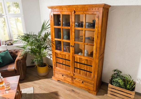 CAMBRIDGE HONEY vitrin masszív akác, mézszínű 196x134 cm