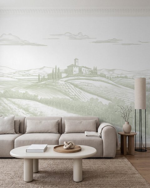 Fotótapéta Toszkána tájak, Olaszország, szőlőskertek, természet, régi kastély, zöld színek, Fotótapéta provence stílusban, w03349v2 : Uwalls.hu