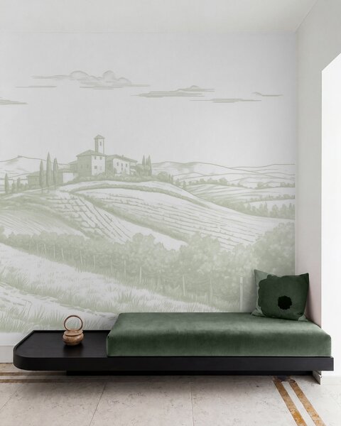 Fotótapéta Toszkána tájak, Olaszország, szőlőskertek, természet, régi kastély, zöld színek, Fotótapéta provence stílusban, w03349v2 : Uwalls.hu