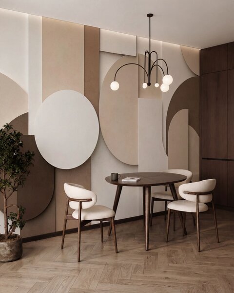 Fotótapéta Texturált bézs színű geometrikus alakzatok réteges 3D-kompozícióban, minimalista, modern, Fotótapéta geometria, w05598 : Uwalls.hu