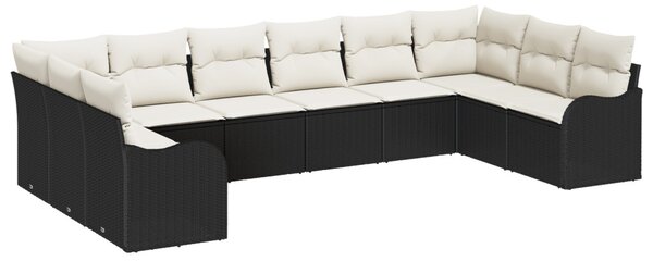 Kerti Kanapé Szett Fekete 344 x 177,5 x 85 cm polirattan