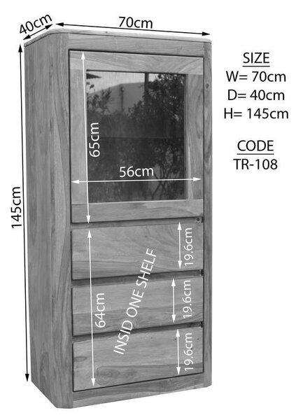 MONTREAL vitrin, indiai paliszander 145x70 cm