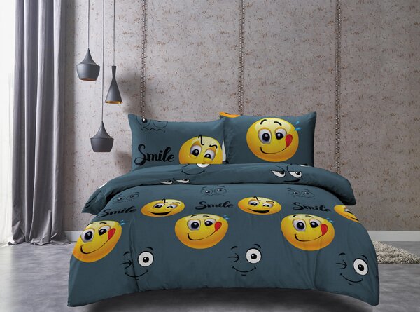 Mikroszálas ágyneműhuzat EMOJI KINYÚJTOTT nyelvvel szürke Ágyneműhuzat mérete: 70 x 90 cm | 140 x 220 cm