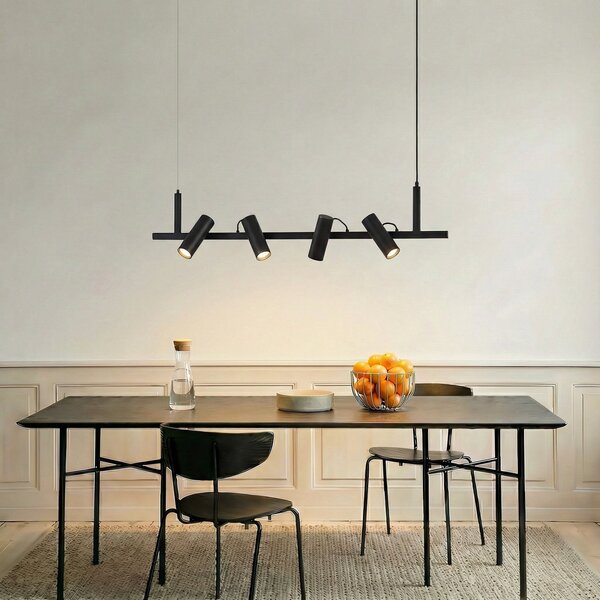 Függőlámpa Lucande, Lysias, dimmable, Fekete, Étkező, Fém, Modern