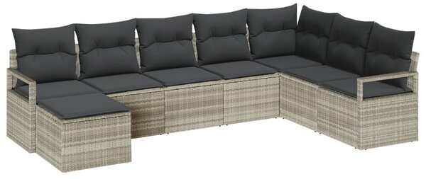 Kanapé Szett párnával 7 pcs Világosszürke polirattan