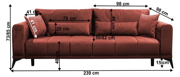 KONDELA Szétnyitható kanapé, terrakotta, GRACE BIG SOFA