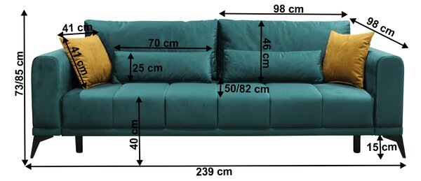 KONDELA Szétnyitható kanapé, smaragd/mustárszín, GRACE BIG SOFA