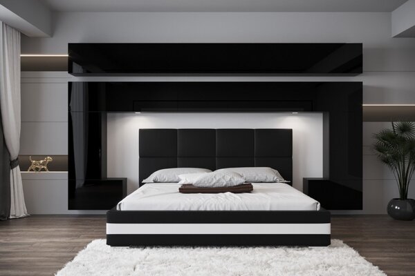 Prince Panama 5 hálószoba bútorkészlet magasfényű fekete (323cm)