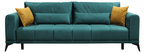 KONDELA Szétnyitható kanapé, smaragd/mustárszín, GRACE BIG SOFA