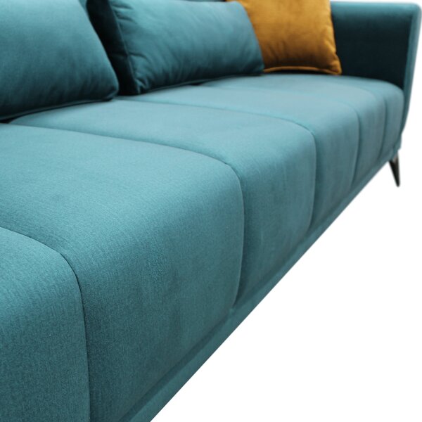 KONDELA Szétnyitható kanapé, smaragd/mustárszín, GRACE BIG SOFA