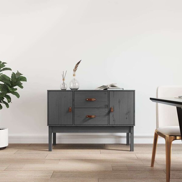 VidaXL szürke tömör fenyőfa tálalószekrény 110 x 40 x 78 cm