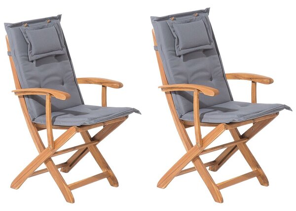 Összecsukható kerti szék kétdarabos szettben grafitszürke párnákkal MAUI