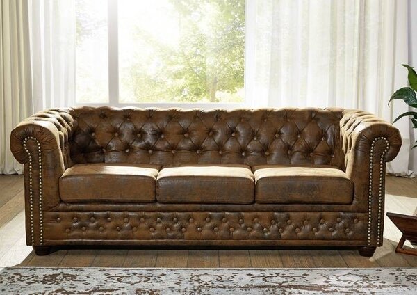 CAMBRIDGE Ülőgarnitúra Chesterfield 203 cm, barna