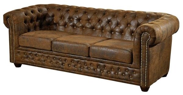 CAMBRIDGE Ülőgarnitúra Chesterfield 203 cm, barna
