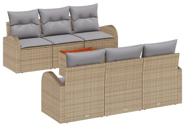 Kerti Kanapé Szett 7 db Beige és Világosszürke polirattan