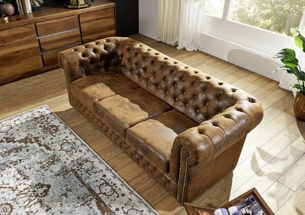 CAMBRIDGE Ülőgarnitúra Chesterfield 203 cm, barna