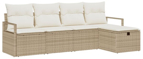 Kanapé Szett 5 db 5-Ülőhelyek száma Beige és krém polirattan