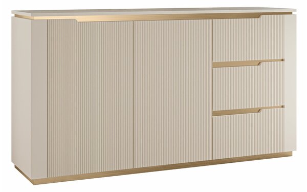 Komód Comfivo Ovitas, Közepes sűrűségű farostlemez, Laminált forgácslap, 84x153x40cm, Bézs, Aranysárga