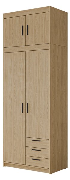 Gardróbszekrény Novduni 113, Laminált forgácslap, 246x90x53cm, Tölgy