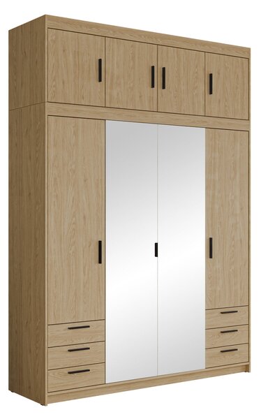 Gardróbszekrény Novduni 120, Laminált forgácslap, 246x177x53cm, Tölgy