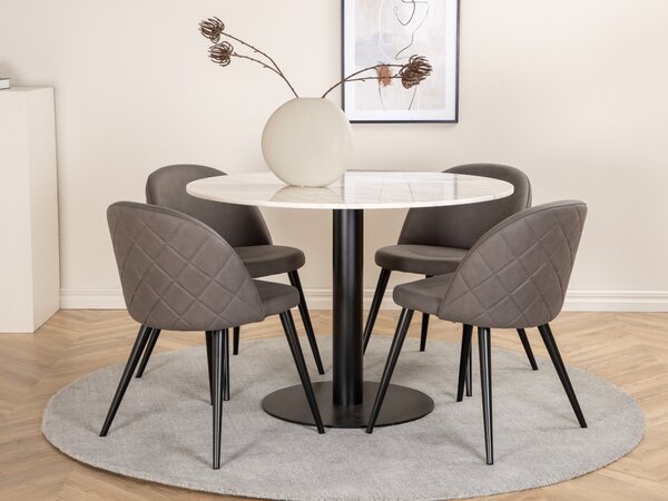Asztal Dallas 175, 75cm, Fekete, Fehér márvány