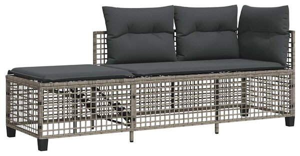 3 részes szürke polyrattan kerti sarokkanapészett párnákkal