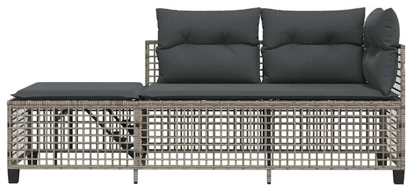 3 részes szürke polyrattan kerti sarokkanapészett párnákkal