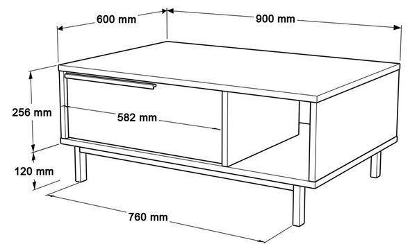Dohányzóasztal, 90 cm – On2-W