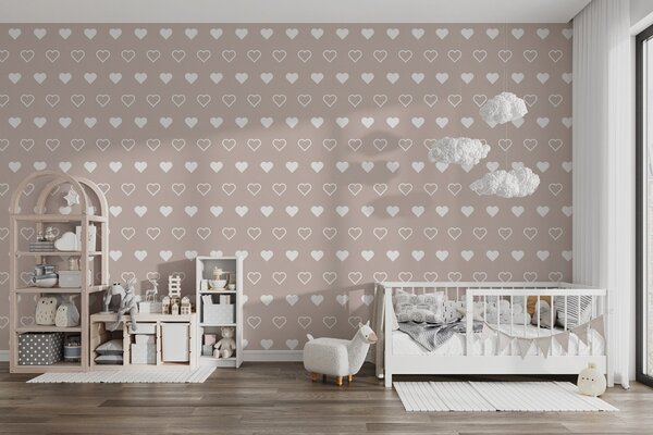 Fotótapéta Szívek mintája bézs háttéren, Modern fotótapéta, Modern fotótapéta, w02548v1 - Muralas.hu