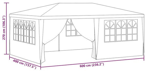 Fehér rendezvénysátor oldalfalakkal 4 x 6 m 90 g/m²