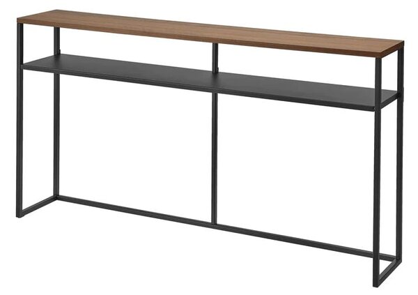 Fekete-sötétbarna konzolasztal kőrisfa dekorral 20,5x126 cm Tower – YAMAZAKI