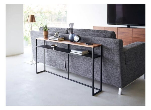Fekete-sötétbarna konzolasztal kőrisfa dekorral 20,5x126 cm Tower – YAMAZAKI