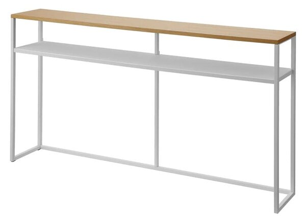 Fehér-világosbarna konzolasztal kőrisfa dekorral 20,5x126 cm Tower – YAMAZAKI