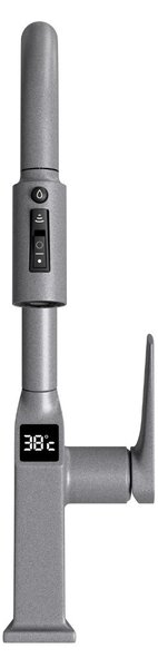 Welland FH-3425 mosogató smart csaptelep - kihúzható multifunkciós fej - vízhőfok kijelző (szürke)