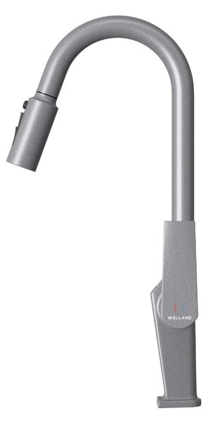 Welland FH-3425 mosogató smart csaptelep - kihúzható multifunkciós fej - vízhőfok kijelző (szürke)