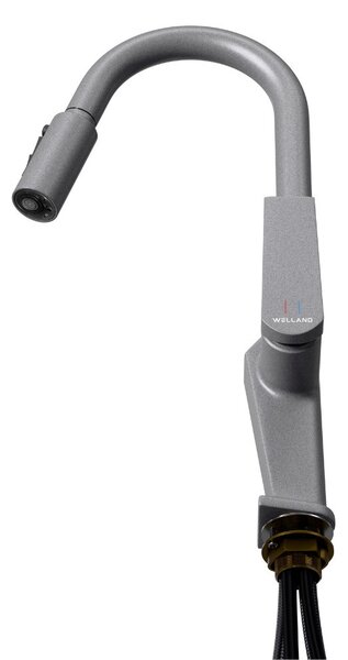 Welland FH-3425 mosogató smart csaptelep - kihúzható multifunkciós fej - vízhőfok kijelző (szürke)