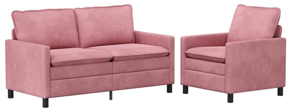 Kanapé Szett 2 pcs Rózsaszín Bársony