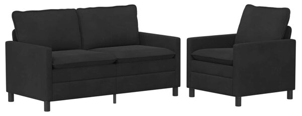 Kanapé Szett 2 pcs Fekete Bársony