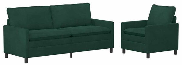 Kanapé Szett 2 pcs Sötétzöld Bársony