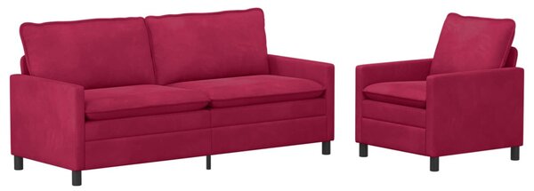 Kanapé Szett 2 pcs Bordó Bársony