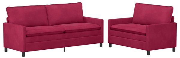 Kanapé Szett 2 pcs Bordó Bársony