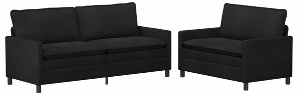Kanapé Szett 2 pcs Fekete Bársony
